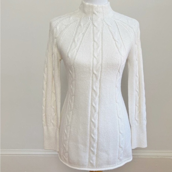 Soft Surroundings Winter Ivory Cable Knit Mock Neck Sweater - Picture 7 of 11